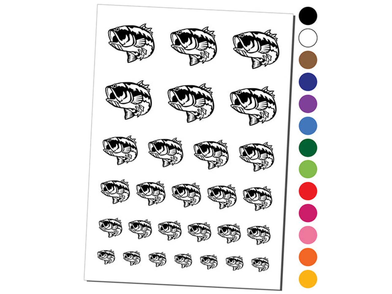 Largemouth Bass Fish Fishing Temporary Tattoo Water Resistant Fake Body Art Set Collection